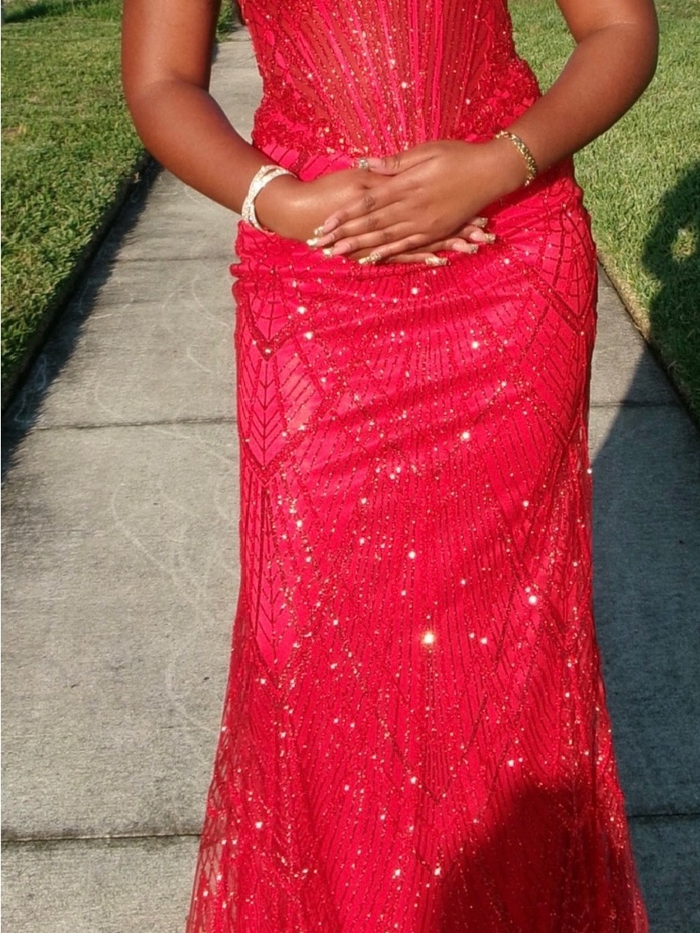 Collection B Red Beaded Prom Gown
